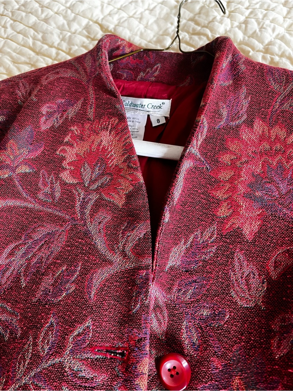 Coldwater Creek Women's Burgundy Floral Blazer